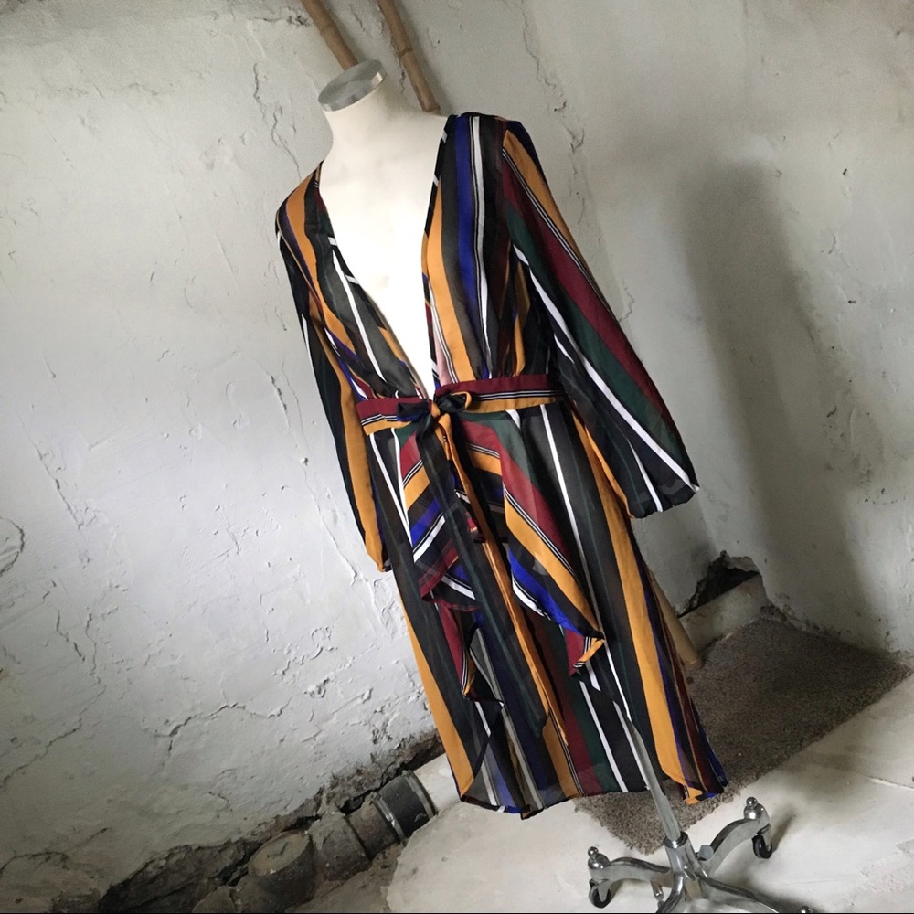 Sheer Flowy Striped Duster (Vintage Style)